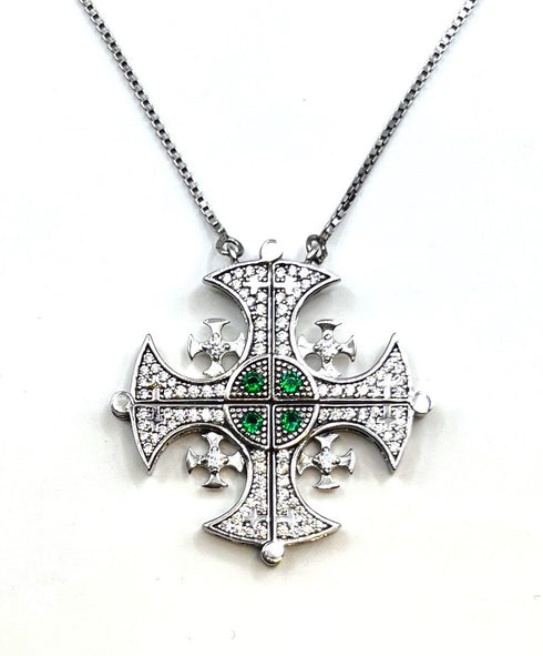Sterling Classic Jerusalem Cross Opening Magnetic Necklace